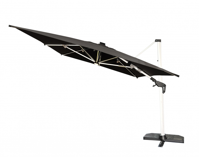 Robelina LED frithængende parasol 3x4 m - sølv/sort
