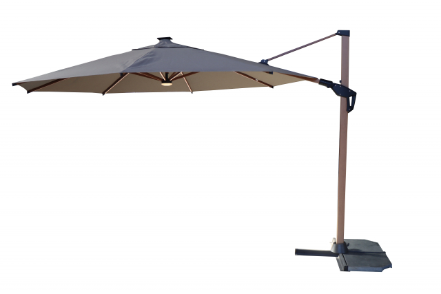 Vitalina LED fritstående parasol wood-look Ø 3,5 cm - natur/sand