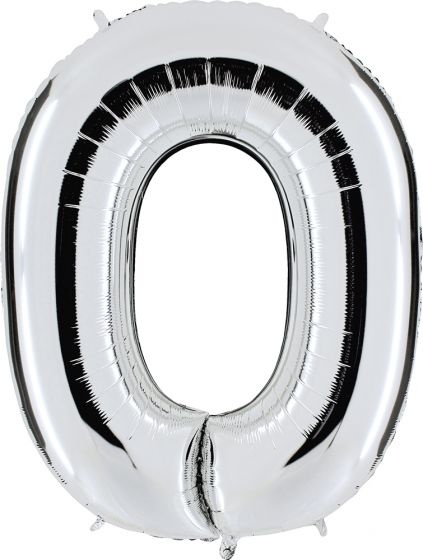 Ballonfigurer sølv 0 til 9 inkl. Helium-0
