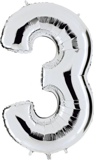 Ballonfigurer sølv 0 til 9 inkl. Helium-3