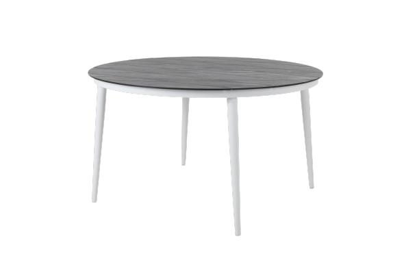 Callander Spisebord Ø 130 H73 cm - Hvidt/mørkt stenudseende