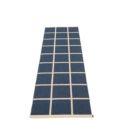 Criss tæppe - dark blue/cream/cream edge