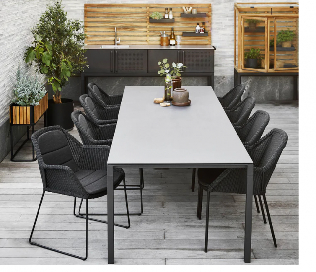 Pure spisebord 280x100 H73 cm - lava grey/flere bordplader