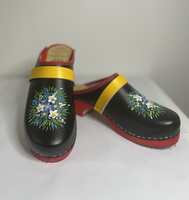 Tøfler - Blå/hvid buket