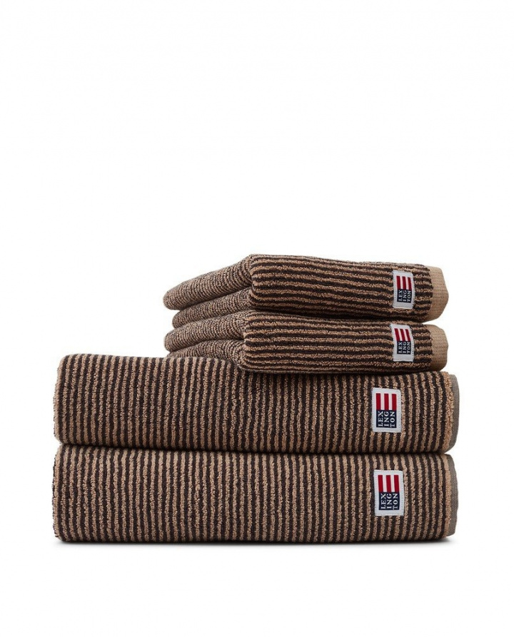 Håndklæder, flere størrelser - tan/dark gray striped i gruppen Indretning / Tekstiler / Håndklæder hos Sommarboden i Höllviken AB (10002074-2181)
