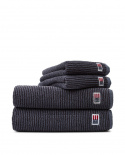 Håndklæder, flere størrelser - steel blue/dark gray striped
