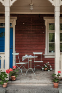 Bryggeri trefodsbord - hvidlakeret eg/varmgalvaniseret stativ