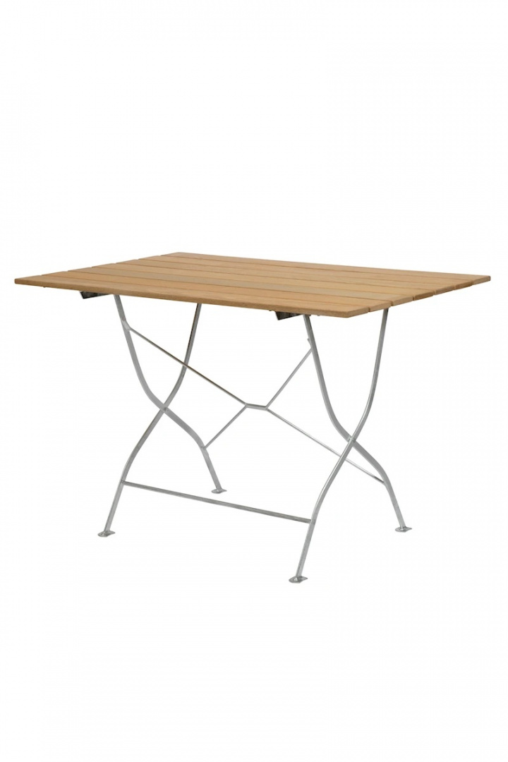 Bryggeri bord 110x70 - oliebehandlet eg/varmgalvaniseret stativ i gruppen Udendørs møbler / Materiale / Teakmøbler / Bord - Teakmøbler hos Sommarboden i Höllviken AB (10252)