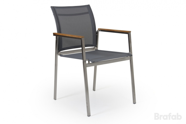 Hinton Stack Chair - Teak/Gray i gruppen Udendørs møbler / Materiale / Rustfrit stål / Stole - Rustfrit stål hos Sommarboden i Höllviken AB (1171-7)