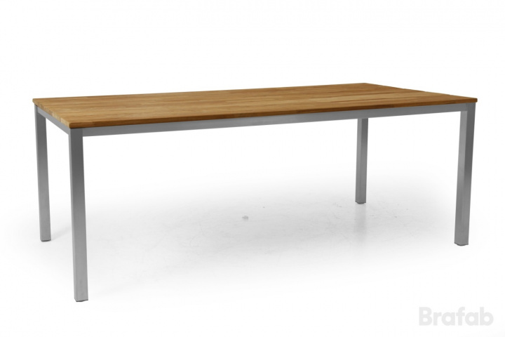 Hinton spisebord 200x100x75 cm - teak/grå i gruppen Udendørs møbler / Materiale / Rustfrit stål / Bord - Rustfrit stål hos Sommarboden i Höllviken AB (1176)