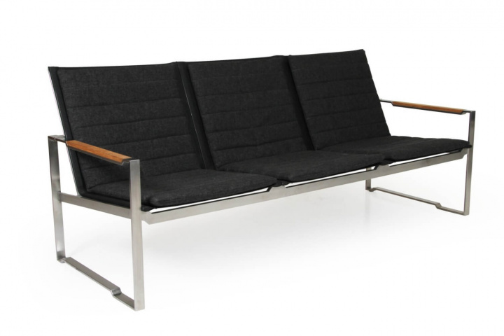 Gotland 3-sæde sofa uden pude - sort i gruppen Udendørs møbler / Materiale / Rustfrit stål / Lounge - Rustfrit stål hos Sommarboden i Höllviken AB (1213-8)