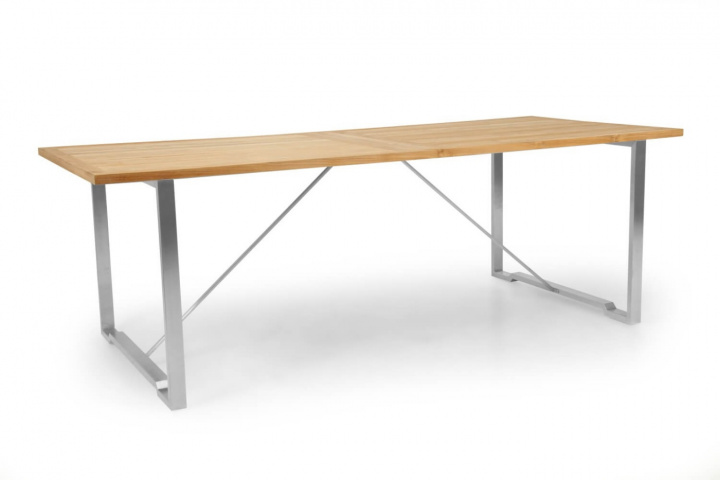 Gotland spisebord 220x95 H73 cm - rostrite/teak i gruppen Udendørs møbler / Materiale / Rustfrit stål / Bord - Rustfrit stål hos Sommarboden i Höllviken AB (1216)