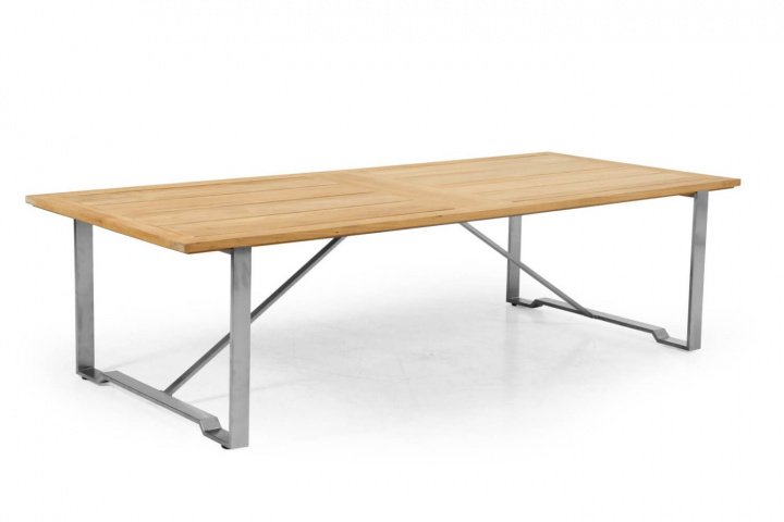 Gotland sofabord 150x65 - rustfri/teak i gruppen Udendørs møbler / Materiale / Rustfrit stål / Bord - Rustfrit stål hos Sommarboden i Höllviken AB (1217)