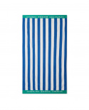Stribet bomuld Terry Beach håndklæde - blå/hvid/grøn
