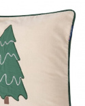 Pine Tree Twill Patch Cotton Velvet Pillow Case - Light Beige/Green