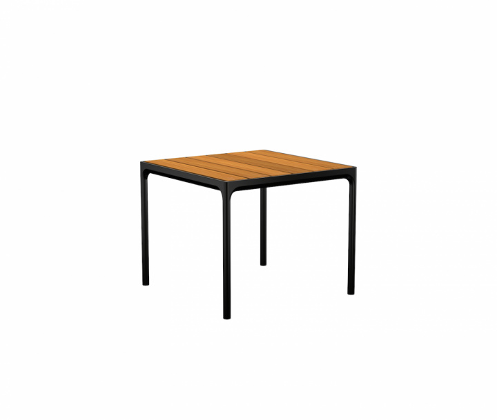 Fire spisebord 90x90 cm - bambus/sort i gruppen Udendørs møbler / Bord / Spisebord hos Sommarboden i Höllviken AB (12401-0324)