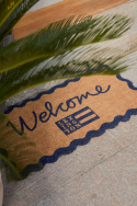 Welcome dørtæppe - natur/blå