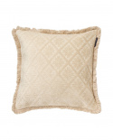 Jacquard pudebetræk med frynser - lys beige