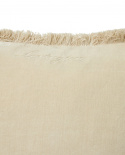 Jacquard pudebetræk med frynser - lys beige
