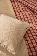 Jacquard pudebetræk med frynser - lys beige