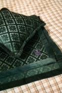 Jacquard pudebetræk med frynser - green