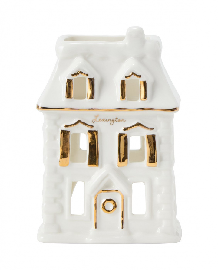 House stentøjslysholder - hvid/guld i gruppen Juleting / Christmas dekoration / Lysstager & Lys hos Sommarboden i Höllviken AB (12548023-1632)
