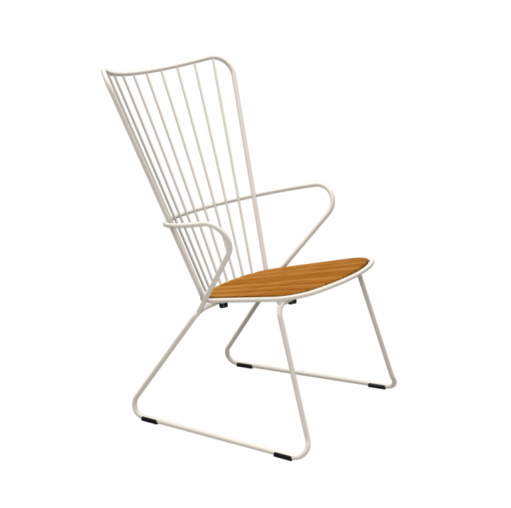 Paon Lounge Stol - Hvid/bambus i gruppen Udendørs møbler / Materiale / Rustfrit stål / Stole - Rustfrit stål hos Sommarboden i Höllviken AB (12802-0308)