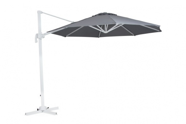 Linz er gratis -bundet parasol Ø 3 m - hvid/grå i gruppen Udendørs møbler / Solbeskyttelse / Parasoller hos Sommarboden i Höllviken AB (1480-50-07)