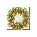 Holly and Berry Wreath Merry Christmas servietter, 20-pak