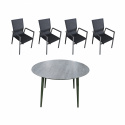 4 st Torekov stol sort + 1 st Gloria bord 120 cm Ø 