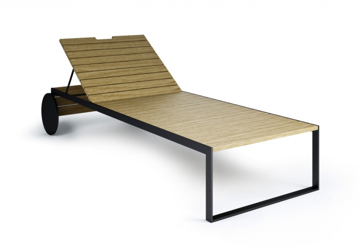 Garden Lounger / Sun Bed - Anthracite / Teak i gruppen Udendørs møbler / Materiale / Rustfrit stål / Lounge - Rustfrit stål hos Sommarboden i Höllviken AB (200164-R)