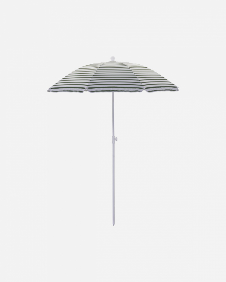 Oktogon strand-/haveparasol - grøn/hvid i gruppen Udendørs møbler / Solbeskyttelse / Parasoller hos Sommarboden i Höllviken AB (204050001-HD)