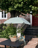 Oktogon strand-/haveparasol - grøn/hvid