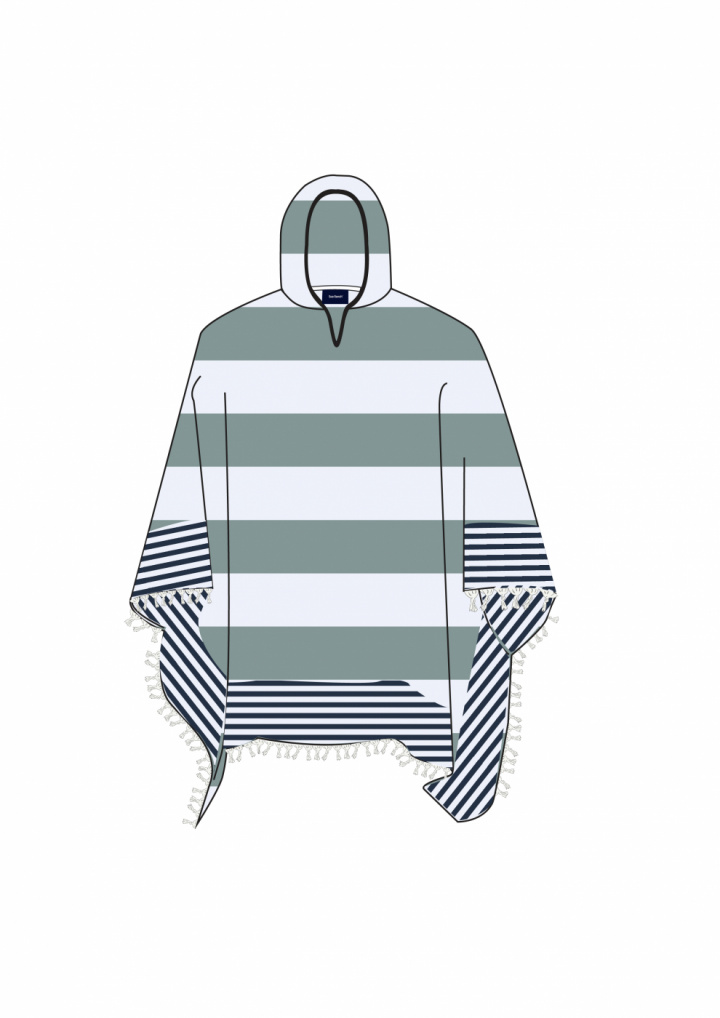 Beach poncho - white/dusty green i gruppen Badetøj / Andet / Badrocke & Tunikaer hos Sommarboden i Höllviken AB (21-8-103-5066)