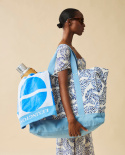 Madison Økologisk Bomuld Printet familie strandtaske - blåt print