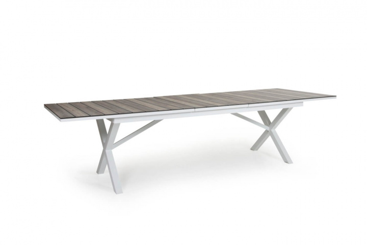Hillmond spisebord udvides 238/297x100 cm - hvid/natur i gruppen Udendørs møbler / Materiale / Aluminiummøbler / Spisebord - Aluminiummøbler hos Sommarboden i Höllviken AB (2646-50-26)