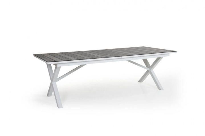 Hillmond spisebord udvides 238/297x100 cm - Hvid/grå i gruppen Udendørs møbler / Materiale / Aluminiummøbler / Spisebord - Aluminiummøbler hos Sommarboden i Höllviken AB (2646-50-74)