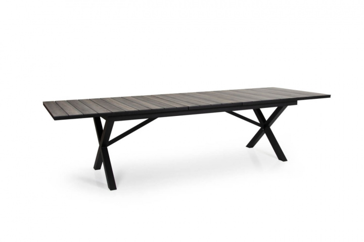 Hillmond spisebord udvides 238/297x100 cm - sort/natur i gruppen Udendørs møbler / Materiale / Aluminiummøbler / Spisebord - Aluminiummøbler hos Sommarboden i Höllviken AB (2646-80-26)