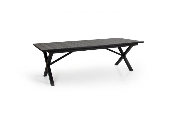 Hillmond spisebord udvides 238/297x100 cm - sort/grå i gruppen Udendørs møbler / Materiale / Aluminiummøbler / Spisebord - Aluminiummøbler hos Sommarboden i Höllviken AB (2646-80-74)
