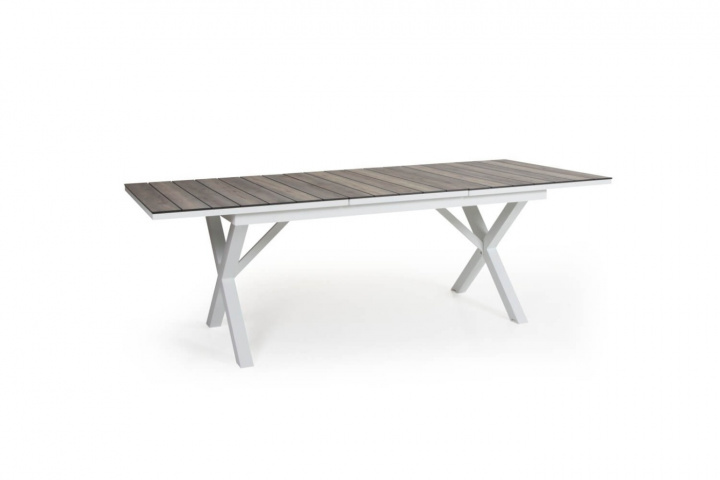 Hillmond spisebord udvides 166/226x100 cm - hvid/natur i gruppen Udendørs møbler / Materiale / Aluminiummøbler / Spisebord - Aluminiummøbler hos Sommarboden i Höllviken AB (2647-50-26)