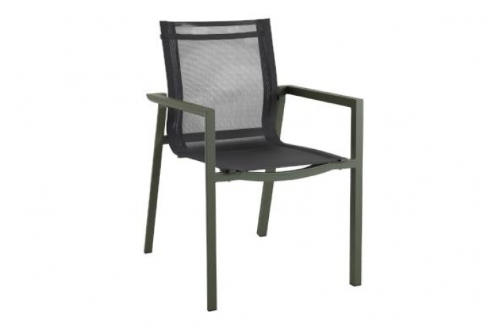 Delia Frame Chair - Moss Green/Black Textilene i gruppen Udendørs møbler / Stole & Havestole / Stole med armlæn hos Sommarboden i Höllviken AB (2652-31-81)