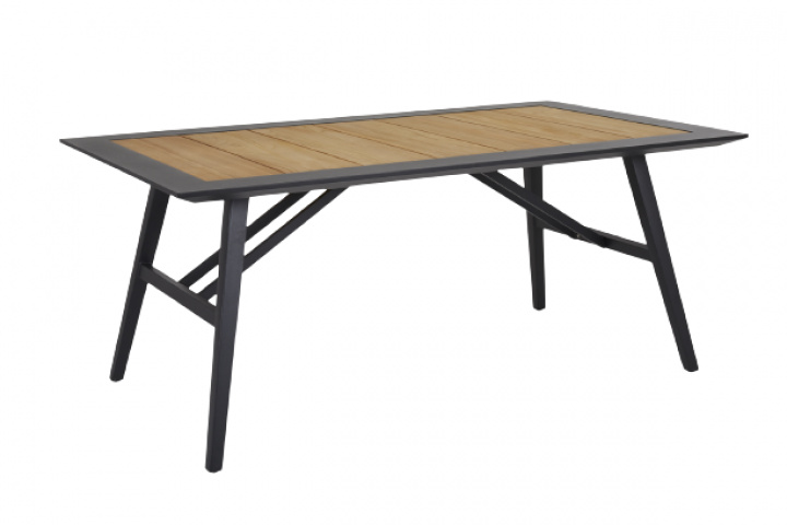 Chios spisebord 175x100 H73 cm - sort/teak i gruppen Udendørs møbler / Materiale / Aluminiummøbler / Spisebord - Aluminiummøbler hos Sommarboden i Höllviken AB (2717)