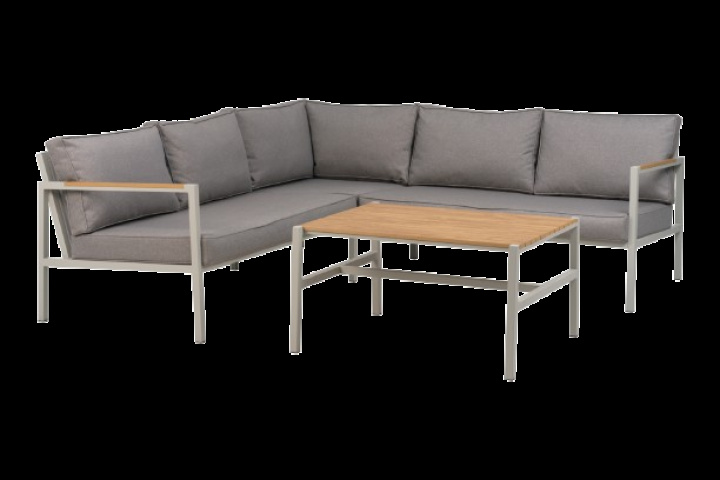 Cap hjørnesofa Lille inkl. bord - lysegrå/grå hynde i gruppen Udendørs møbler / Loungemøbler / Loungegrupper / Færdige pakker hos Sommarboden i Höllviken AB (2764-71-76)