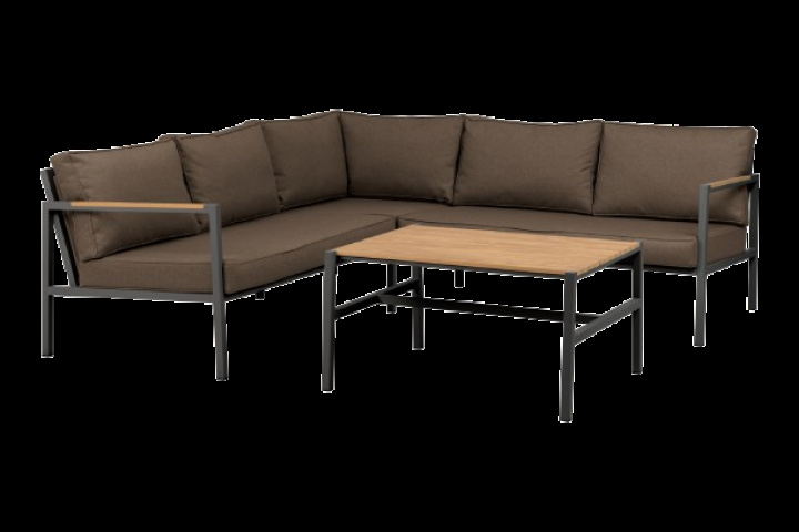 Cap hjørnesofa Lille inkl. bord - antracit/brun hynde i gruppen Udendørs møbler / Loungemøbler / Loungegrupper / Færdige pakker hos Sommarboden i Höllviken AB (2764-73-66)