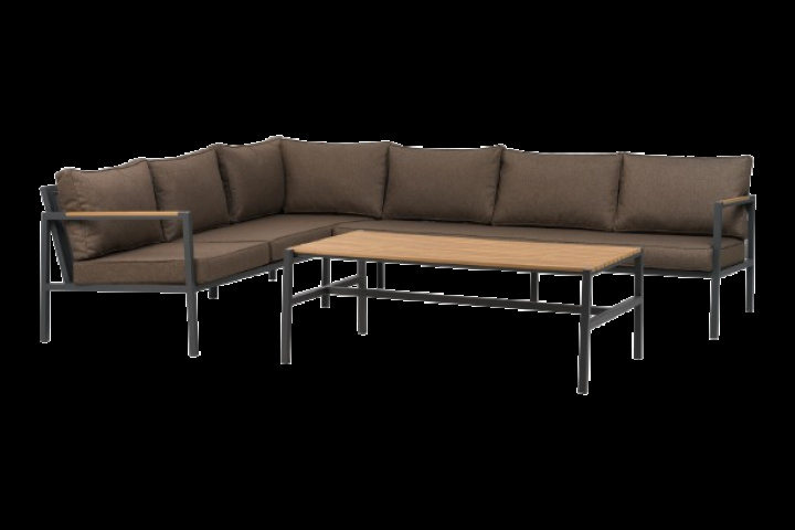 Cap hjørnesofa Stor inkl. bord - antracit/brun hynde i gruppen Udendørs møbler / Loungemøbler / Loungegrupper / Færdige pakker hos Sommarboden i Höllviken AB (2765-73-66)