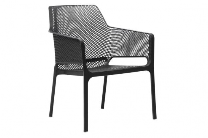 Net -lænestol, Stackable - Anthracite i gruppen Udendørs møbler / Materiale / Plastmøbler / Stole - Plastmøbler hos Sommarboden i Höllviken AB (327AN)
