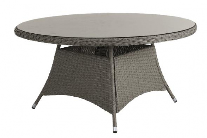 Hornbrook spisebord ø 150 H73 cm - Beige/glas i gruppen Udendørs møbler / Materiale / Kunstrattanmøbler / Spisebord - Kunstrottingmøbler hos Sommarboden i Höllviken AB (3886-20)
