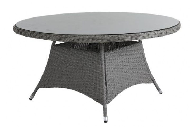 Hornbrook spisebord Ø 150 H73 cm - grå/glas i gruppen Udendørs møbler / Materiale / Kunstrattanmøbler / Spisebord - Kunstrottingmøbler hos Sommarboden i Höllviken AB (3886-71)