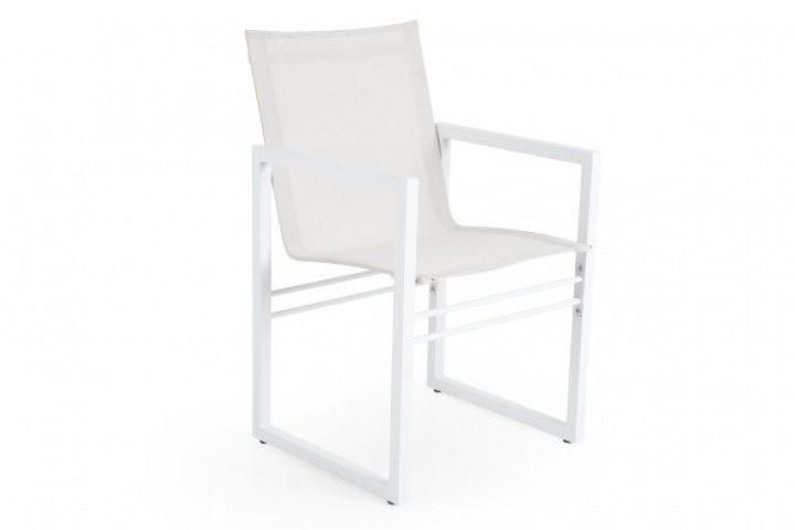 Vevi Karmstol - White/Offwhite Textilene i gruppen Udendørs møbler / Materiale / Aluminiummøbler / Stole - Aluminiumsmøbler hos Sommarboden i Höllviken AB (4021-05-51)