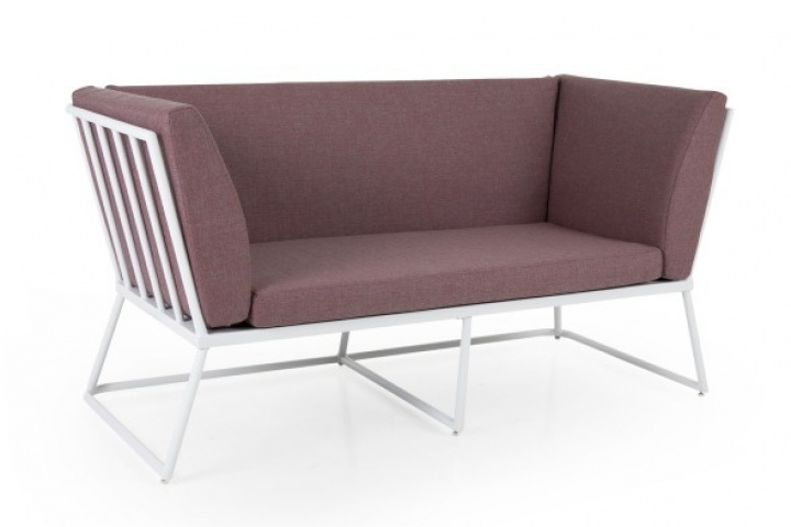 Vence 2 sæder sofa - hvid/peony dyna i gruppen Udendørs møbler / Materiale / Aluminiummøbler / Loungemøbler - Aluminiummøbler hos Sommarboden i Höllviken AB (4072-05-201)